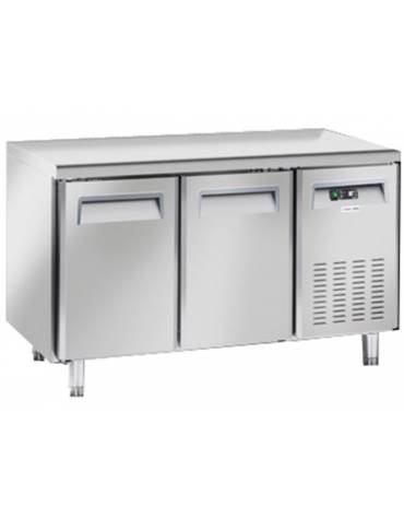 Tavolo refrigerato congelatore negativo 2 porte in acciaio inox - refrigerazione ventilata  -18°/-22°C - cm 135x70x85h