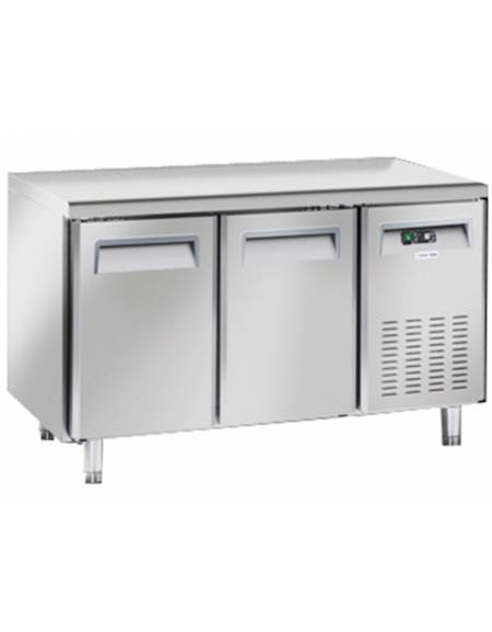 Tavolo refrigerato congelatore negativo 2 porte in acciaio inox - refrigerazione ventilata  -18°/-22°C - cm 135x70x85h