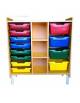 ARMADIO MULTIFUNZIONE PORTAGIOCHI CON VANO CENTRALE A GIORNO - VASCHETTE INCLUSE - CM 94X40X105H