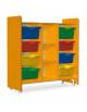 ARMADIO MULTIFUNZIONE PORTAGIOCHI CON VANO CENTRALE A GIORNO CON 2 RIPIANI - N° 4+4 VASCHETTE INCLUSE - CM 94X40X105H