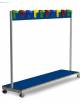 Attaccapanni 20 posti carrellato con mensola portacestini - Colori grucce e struttura a scelta - cm 180x40x110h