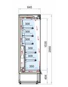 Espositore murale INOX refrigerato da cm. 98,5-SALUMI/FORMAGGI