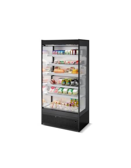 Espositore murale INOX refrigerato da cm. 98,5-SALUMI/FORMAGGI