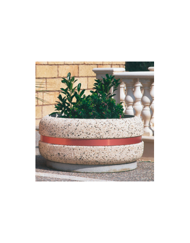 Fioriera circolare a ciotola in cemento calcestruzzo Diametro Ø cm 120 Altezza cm 56 - COLORE BIANCO EFFETTO PIETRA