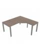Scrivania Workstation a L con gamba a U Grigia o Bianca e piano Larice-Samui-Bianco-Noce-Tortora-Grigio–Olmo-cm 180/180x80/60x73