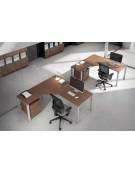 Scrivania Workstation a L per ufficio con gambe a T da cm. 180/180x80/60x72h