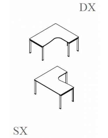 Scrivania Workstation a L con gamba a U - cm 160x140x74h