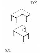 Scrivania Workstation a L con gamba a U Grigia o Bianca e piano Bianco-Grigo-Noce-Rovere–Olmo-cm 160x160x73h