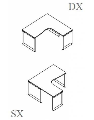 Scrivania Workstation a L con gamba chiusa ad anello - cm 160x160x74h
