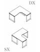 Scrivania Workstation a L con gamba chiusa ad anello e piano Bianco-Grigo-Noce-Rovere–Olmo-cm 160x160x73h