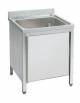 Lavatoio lavello inox armadiato 1 vasca con anta a battente - Dimensioni cm 90x60x85/90h