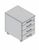 Cassettiera su ruote - N°  3 cassetti + N° 1 Cancelleria - cm 41x57x59h - Colori Samui – Elmo - Bianco - Noce – Grigio