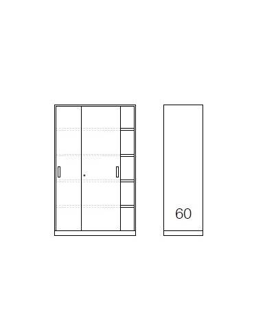 ARMADIO ANTE SCORREVOLI IN METALLO CON SERRATURA cm. 120 x 60 x 200 h.