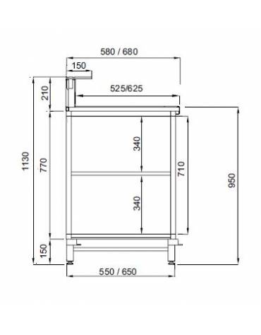Bancone bar neutro da cm. 150