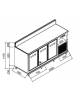 Retrobanco refrigerato frigorifero con motore interno - Refrigerazione statica +3+7°C - cm 200X65X117H