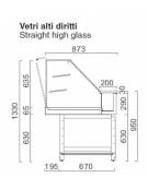 Vetrina calda a secco con vetri dritti alti - Lunghezza cm 125