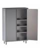 Armadio inox verticale con 2 ante a battente e tre ripiani intermedi regolabili - cm 140x70x200h