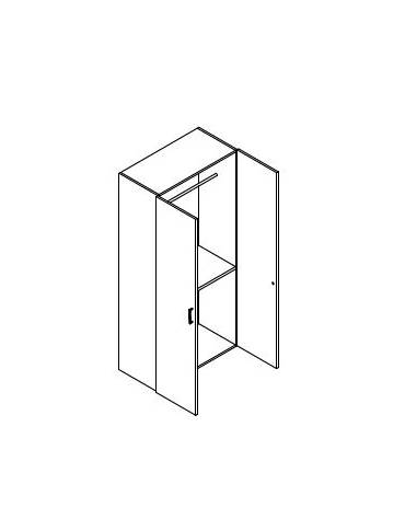 Armadio alto con asta appendiabiti ed un ripiano strutturale - 2 ante in legno con serratura - colori scelta - cm 90x45x194,7h