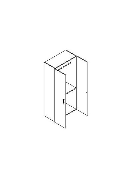 Armadio alto con asta appendiabiti ed un ripiano strutturale - 2 ante in legno con serratura - colori scelta - cm 90x45x194,7h