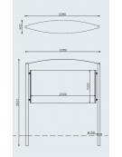 Bacheca in acciaio zincato e verniciato, con pannello espositivo dim. cm 2000×100 mm, da inghisare - cm 228x40x263,1h