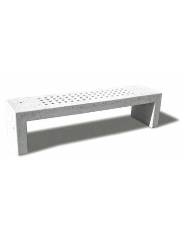 PANCHINA LINEARE IN CEMENTO CON FORI  COLORE BIANCO TRAVERTINO PER ESTERNO - CM 200X50X50H  - CONFORME AI CAM