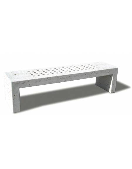 PANCHINA LINEARE IN CEMENTO CON FORI  COLORE BIANCO TRAVERTINO PER ESTERNO - CM 200X50X50H  - CONFORME AI CAM