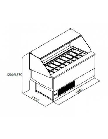 Vetrina gelateria professionale orizzontale 20 gusti