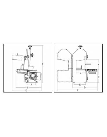 Segaossi a nastro in alluminio anodizzato, sviluppo lama 1550 mm alimentazione trifase 400 V - mm 530x400x850h