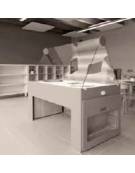 TAVOLO LUMINOSO ALLUNGABILE CON SOPRALZO IN PLEXIGLAS - chiuso cm 135x70x66h e aperto cm 385x70x66h