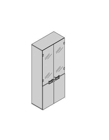 Contenitore 2 ante basse legno 2 ante vetro fumè 90x35x213h