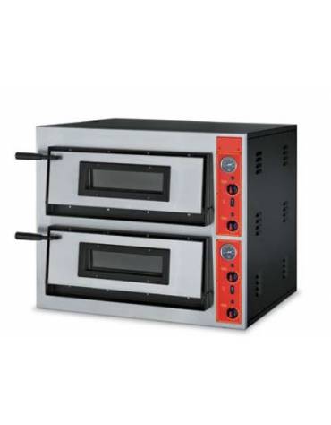 Forno pizza elettrico in  in alluminio nero 8 pizze (Ø 300 mm) - 2 camere di cottura con dim. mm 610x610x140h x 2