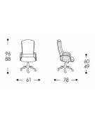 Poltrona semi-direzionale braccioli e base in acciaio cromato - alzata a gas con movimento oscillante cm 61x78x88/96h