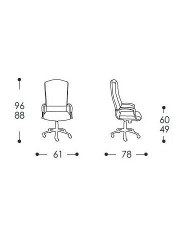 Poltrona semi-direzionale braccioli e base in acciaio cromato - alzata a gas con movimento oscillante cm 61x78x88/96h