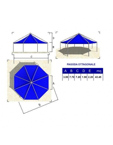 Pagoda ottagonale lato metri 3