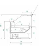 Vetrina gastronomia in acciaio verniciato, plastica e vetro - piano di lavoro in acciaio inox - mm L1310xP830xH1220h