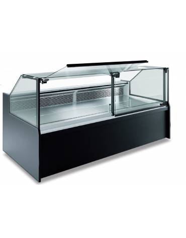 Bancone frigo salumeria e macelleria con vetri dritti - Ventilato 0°C / +10°C - Classe E - cm 256x120x128h