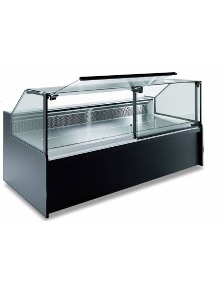 Bancone frigo salumeria e macelleria con vetri dritti - Ventilato 0°C / +10°C - Classe E - cm 256x120x128h
