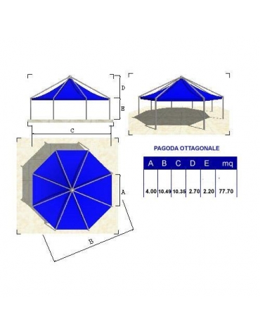 Pagoda ottagonale lato metri 4