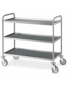 Carrello inox con 3 ripiani stampati imbullonati da cm 120x60 - Portata Kg 120 - cm 129x69x95h