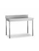 Tavolo da lavoro in acciaio inox, aperto con alzatina senza ripiano - Dimensioni cm 180x60x85/90h