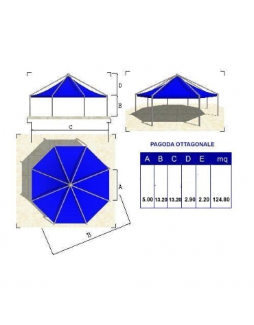 Pagoda ottagonale lato metri 5