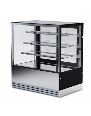 Espositore vetrina refrigerata pasticceria con basamento inox -N°3 Mensole -Refrigerazione ventilata +2+10°C - cm 90x74x130h