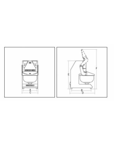 Impastatrice a braccia tuffanti - Capacità d'impasto da 5 a 40 Kg - Capacità farina da 3 a 25 Kg - Volume vasca Lt 40 - 2 Veloci