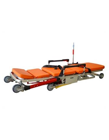 Barella a sedia in lega di alluminio, 2 ruote fisse Ø 12 cm di cui una dotata di blocco, portata 159 Kg. - cm 190x57x85h