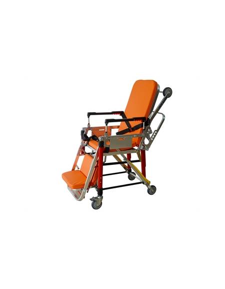 Barella a sedia in lega di alluminio, 2 ruote fisse Ø 12 cm di cui una dotata di blocco, portata 159 Kg. - cm 190x57x85h