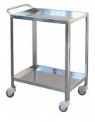 Carrello medicazione inox, con maniglia, 2 ripiani, 4 rotelle girevoli Ø cm 8 - cm 70x50x82h