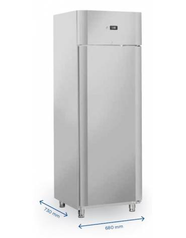Armadio refrigerato inox - refrigerazione ventilata e guide stampate - Lt. 450 - temp. -2/+8°C - Classe D - cm 68x73x197,5h
