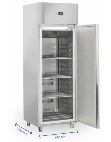 Armadio Refrigerato inox, refrigerazione ventilata, temperatura +2/+8° - capacità 550 lt - mm 550x685x1435h