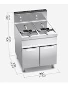 Friggitrice professionale a gas su mobile 2 Vasche da lt. 22+22