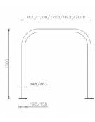 Barriera con piegatura a freddo di tubolare in acciaio Ø48 a forma di U rovesciato, con traverso, da tassellare - cm 60x80h